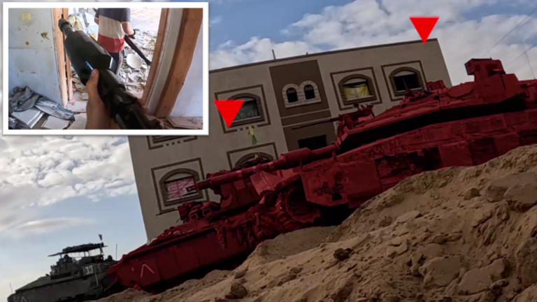 “وضع العبوة مباشرة تحت الدبابة”..”القسام” تستهدف جنود وآليات الاحتلال شرق رفح (فيديو)