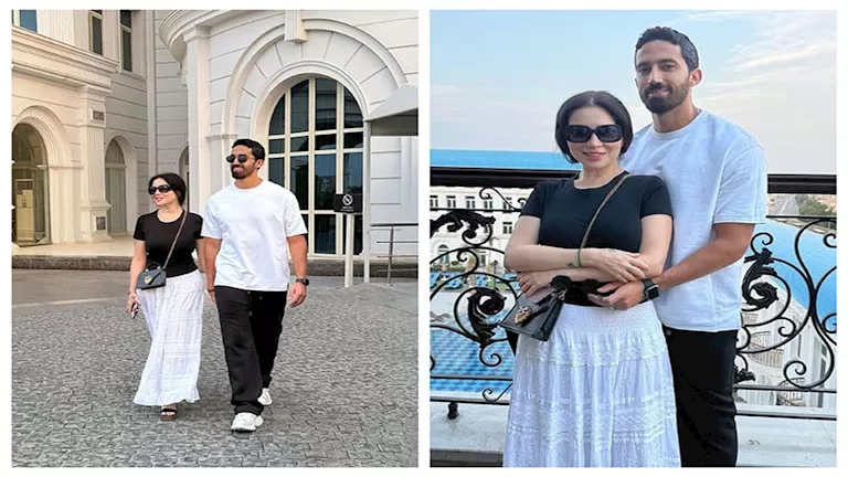 صور رومانسية جمعت مي عز الدين وزوجها تيمور