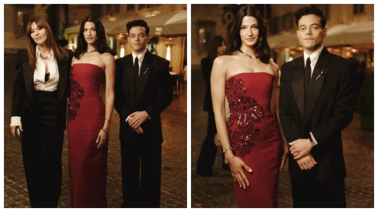 تارا عماد مع رامي مالك ومونيكا بيلوتشي في روما