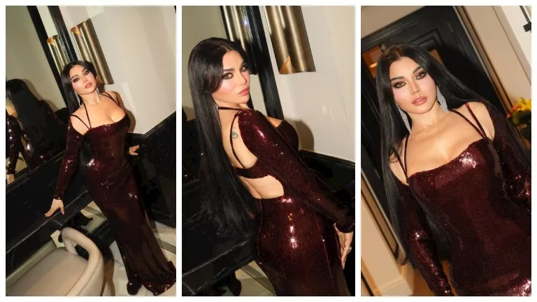 فستان جرئ بفتحة ساق.. هيفاء وهبي تحتفل بنجاح حفلها في عمان