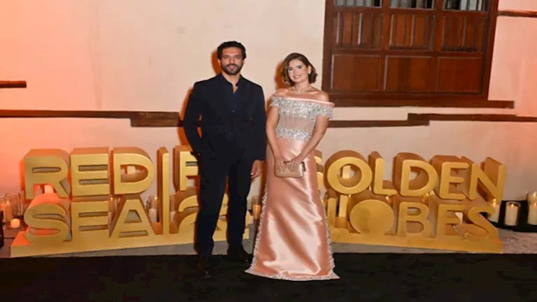 هنا شيحة وحسن الرداد وفاطمة البنوي بحفل جولدن جلوب