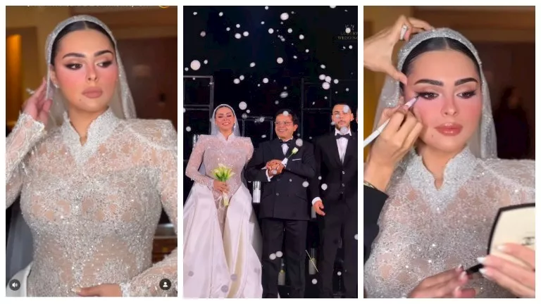 فستان محتشم وأنيق ..10 صور من حفل زفاف فريدة ابنة محمد هنيدي