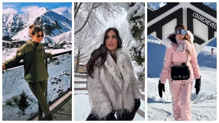 20 صورة لنجوم يستمتعون بالكريسماس وسط الثلوج