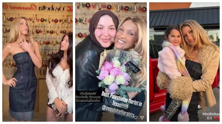 بيلا حديد وسط المعجبين في مدينة دالاس الأمريكية