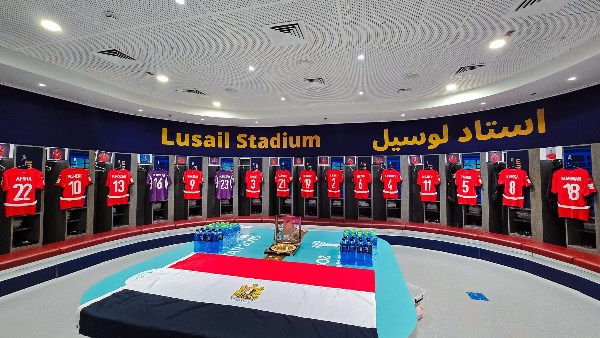 غرفة ملابس منتخب مصر باستاد لوسيل على أتم الجاهزية قبل مواجهة الإمارات في كأس العرب