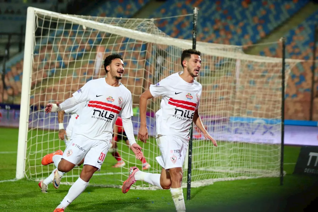 احتفال أحمد فتوح بهدفه في مرمى حرس الحدود