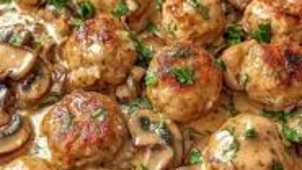 لعشاء لذيذ..طريقة كرات دجاج بالمشروم الكريمي