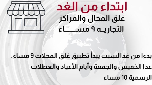 محافظ بورسعيد : غدا بدء تطبيق قرار الحكومة بـ مواعيد غلق المحال التجارية محافظ بورسعيد : غدا بدء تطبيق قرار الحكومة بـ مواعيد غلق المحال التجارية