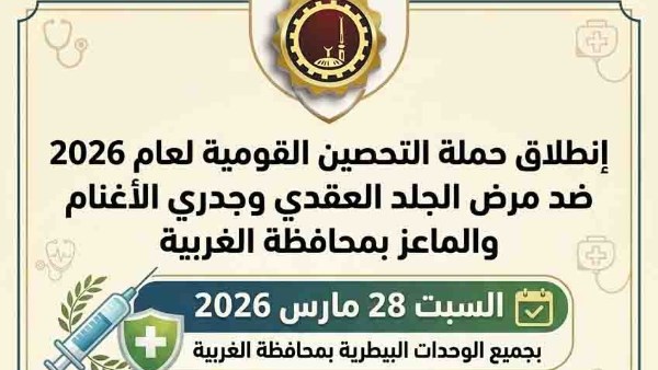 محافظ الغربية يعلن انطلاق حملة تحصين الماشية ضد الجلد العقدي وجدري الأغنام