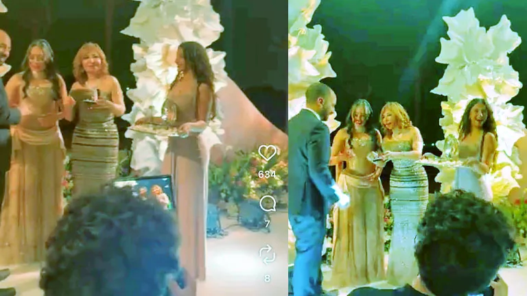 أميرة أديب تحمل شبكة نور عمرو أديب بحفل خطوبته- صور