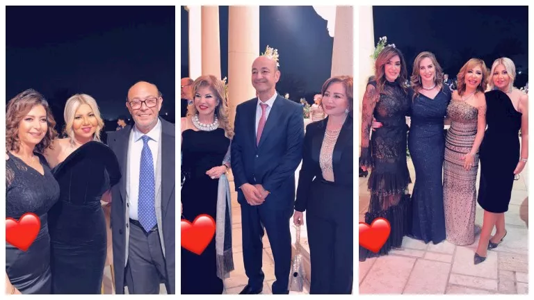 هشام عباس وهالة سرحان بحفل خطوبة نجل عمرو أديب- صور