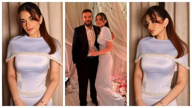 ملك أحمد زاهر تخطف الأنظار بإطلالة رومانسية مع خطيبها