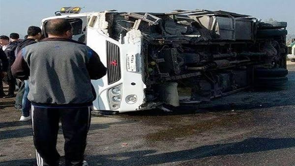 10 مصابين في حادث انقلاب أتوبيس صالحجر وحالتهم مستقرة