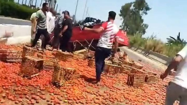 السرعة الزائدة.. تعطل حركة الطريق الزراعي